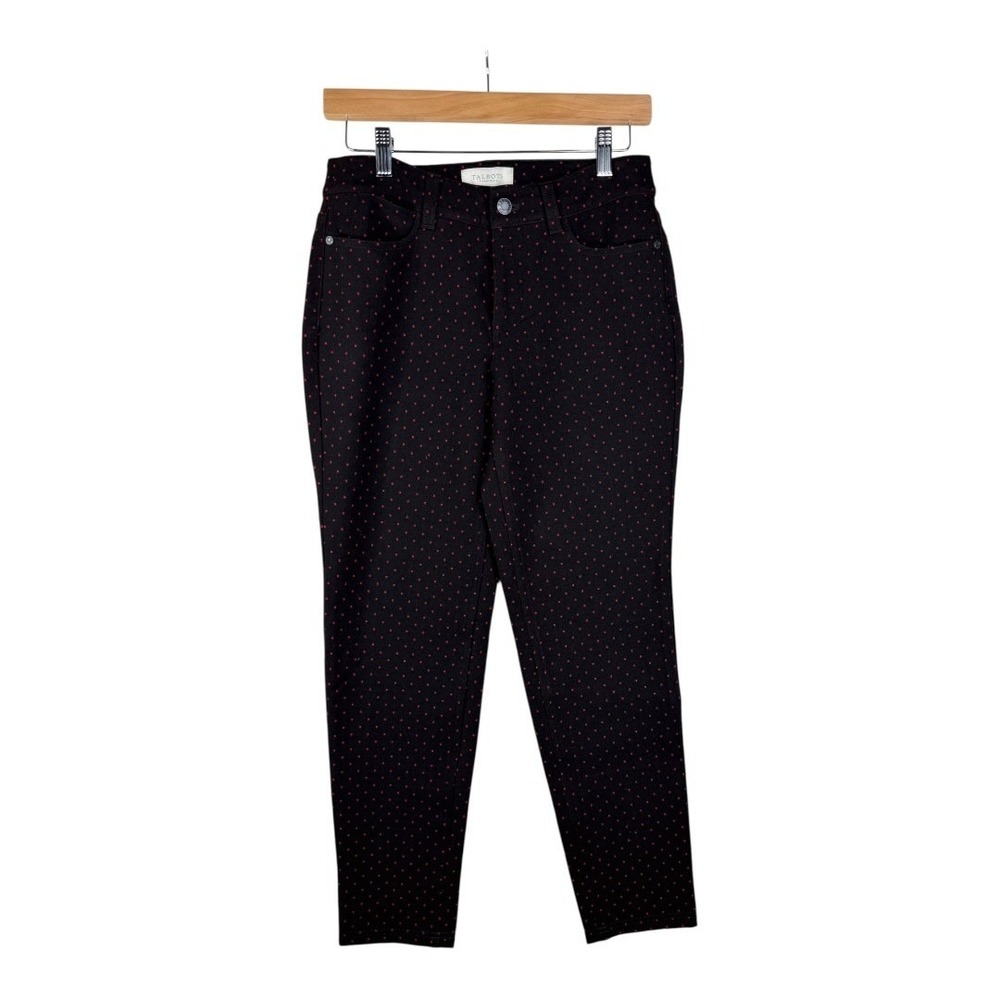 New Talbots Polka Dot Pants size 2 Petite Black/Red